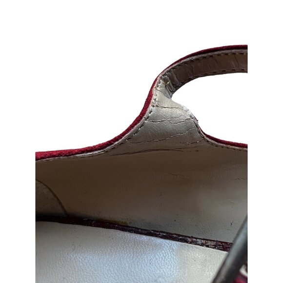 Franco Sarto Women’s Size 9.5 M Heels Maroon & Red Suede Snake Skin Peep Toe - Picture 9 of 11